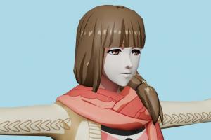 Ryouko Fueguchi Tokyo-Ghoul, female, woman, girl, people, human, xna, characters, rigged